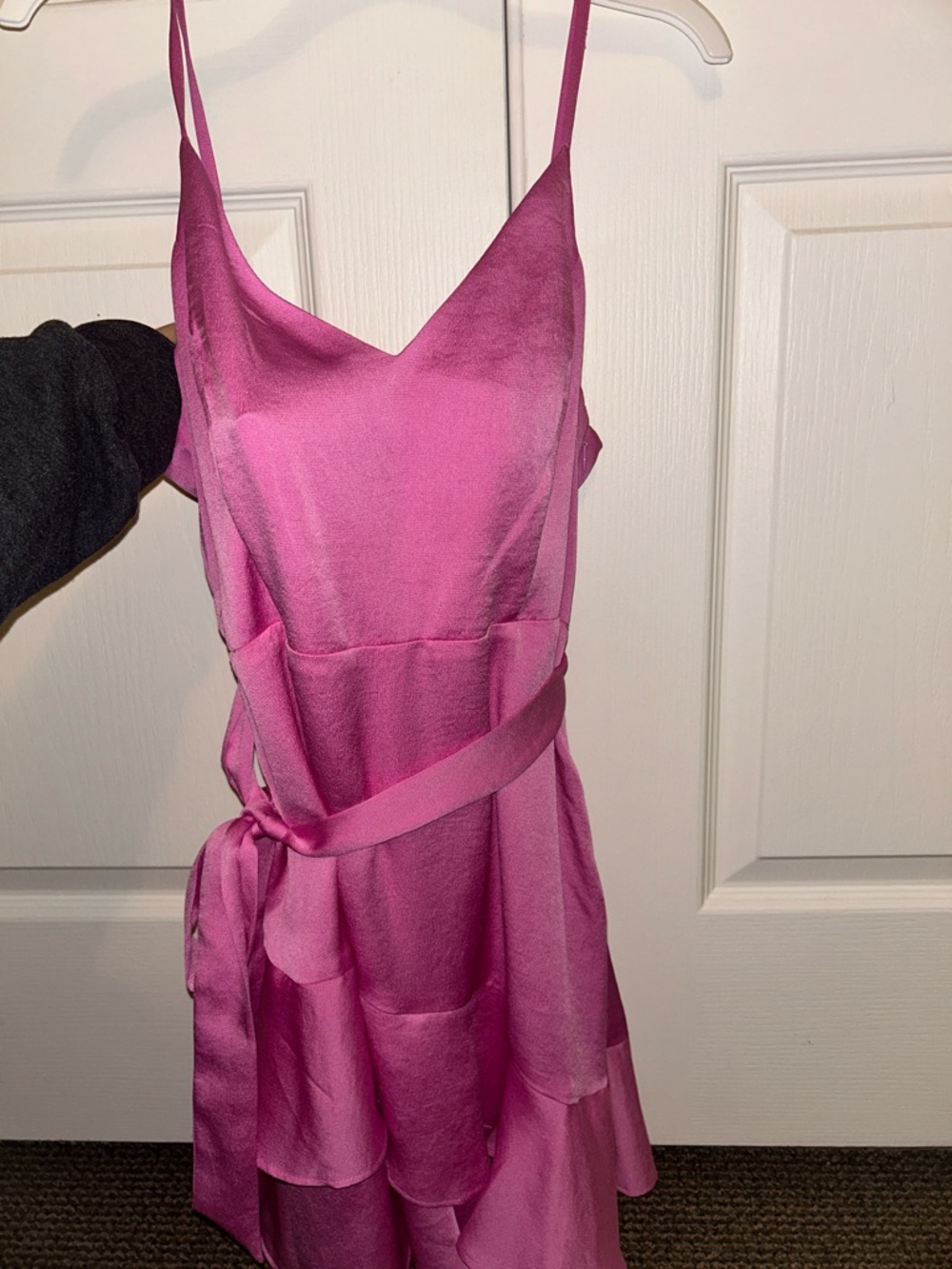 Pink Spaghetti Strap Ruffle Wrap Dress - Picture 3 of 9